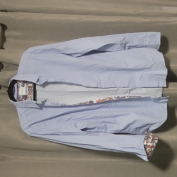 Denim & Flower Shirts Mens Xl Denim Flower Blue And White W Paisley Design Button Down Dress